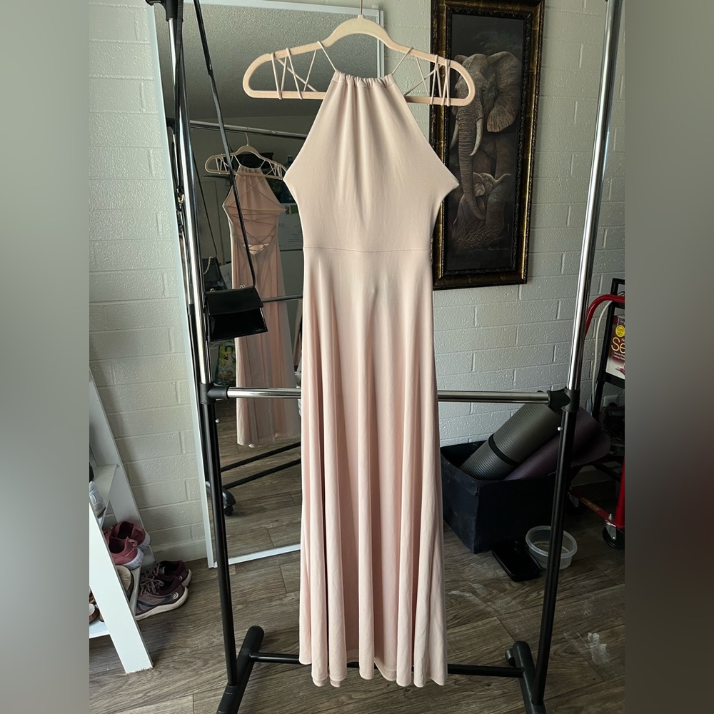 Strappy pink floor length dress